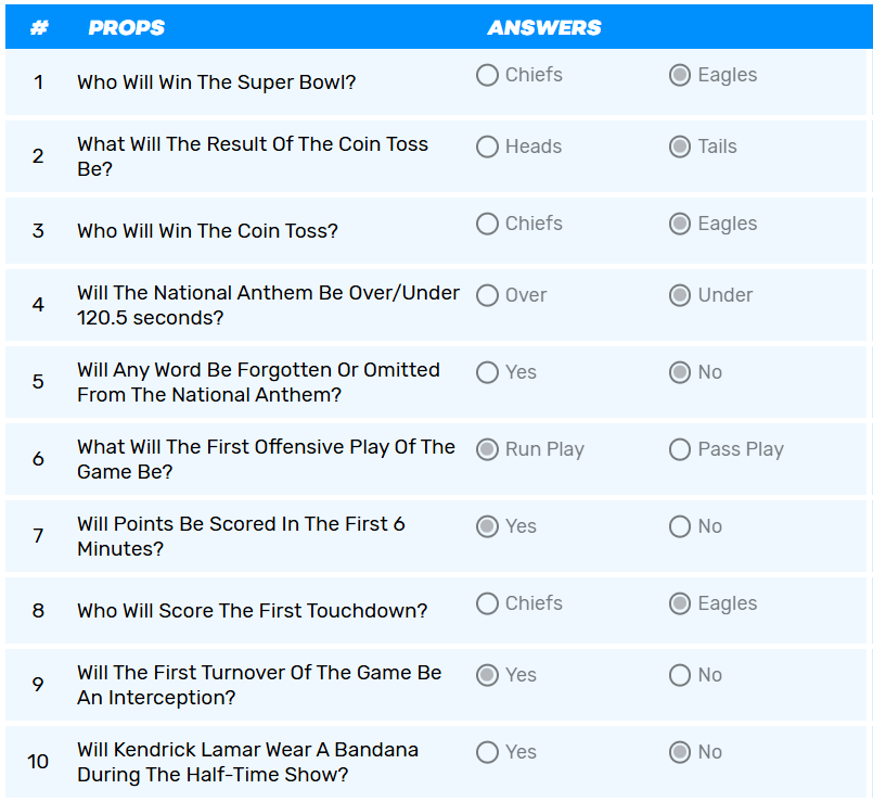 super bowl prop bets live results